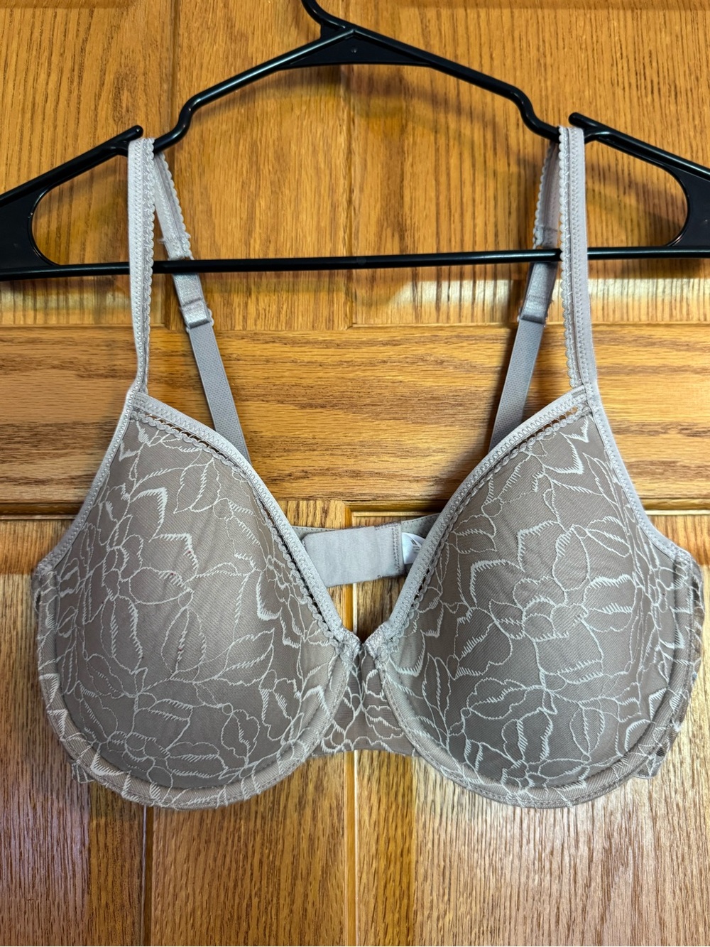 Wacoal 36D Taupe Floral Embroidered Unlined Underwire Bra GUC